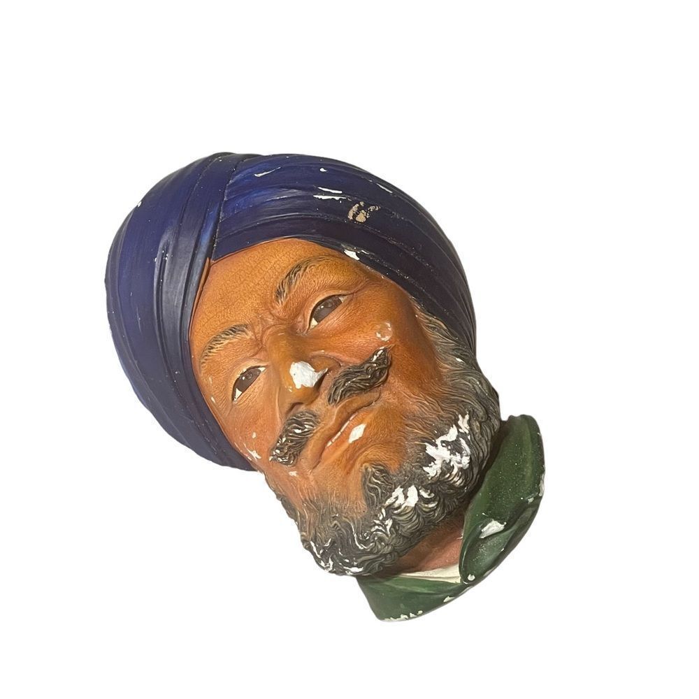 10/$25🦋 1966 Bossons Sikh Chalkware Head Character Wall Hanging